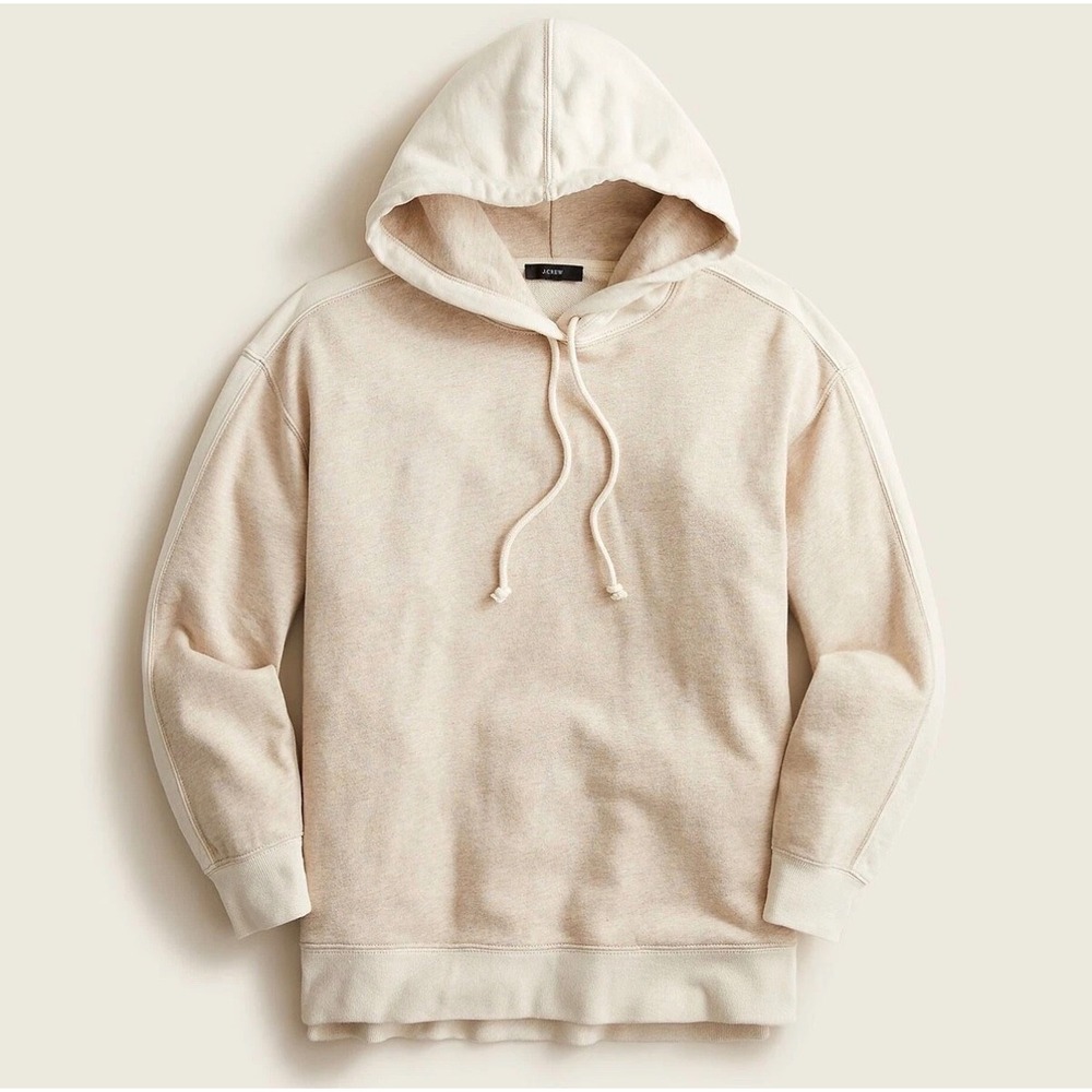 J.Crew Re-Imagined Panelled French Terry Hoodie Oatmeal Cream Large